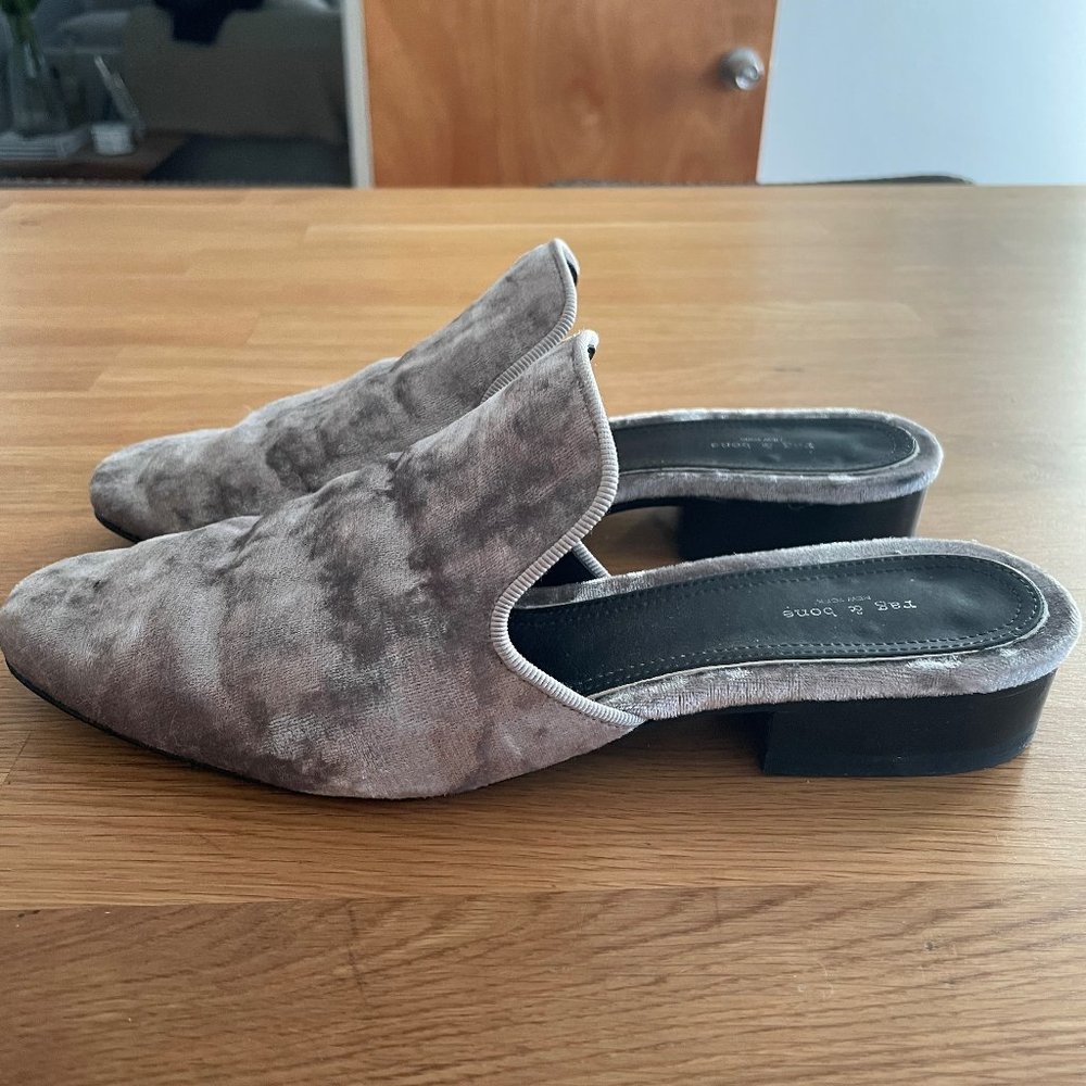 Rag & Bone Grey Velvet Slides - image 4